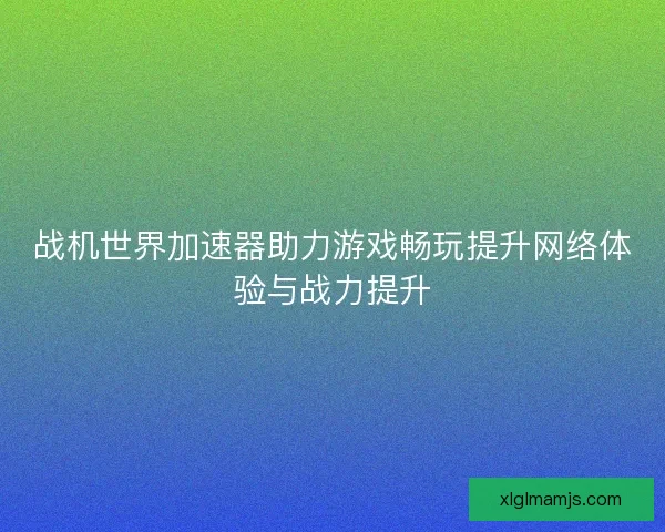 战机世界加速器助力游戏畅玩提升网络体验与战力提升