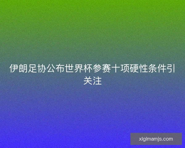伊朗足协公布世界杯参赛十项硬性条件引关注